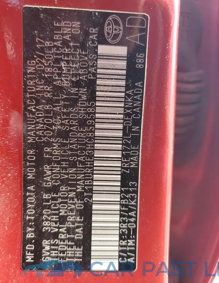 2T1BURHE3HC859585# 12