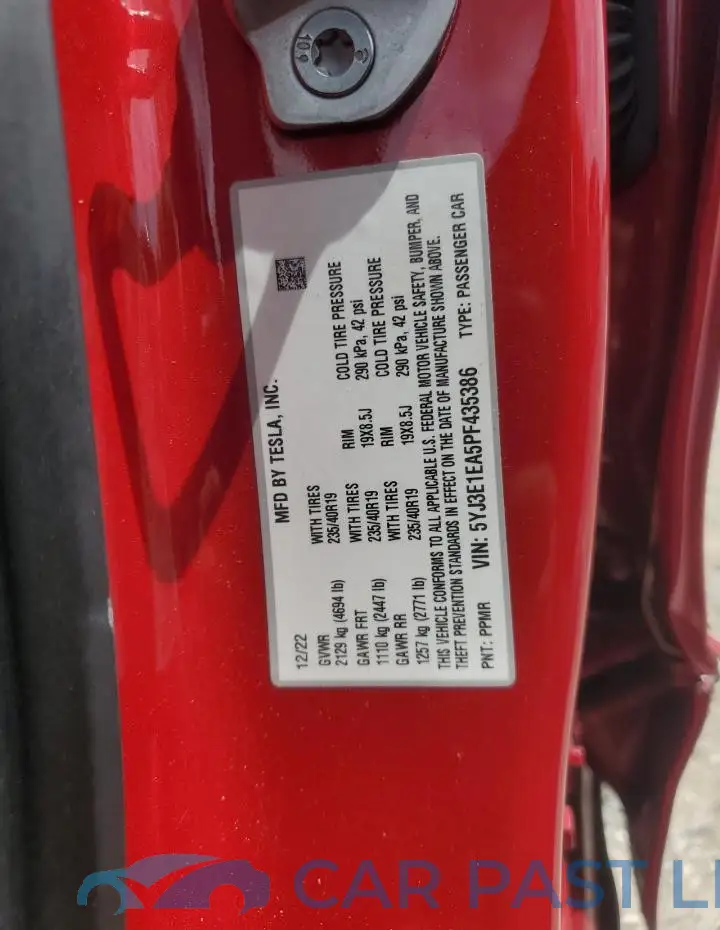 5YJ3E1EA5PF435386# 12