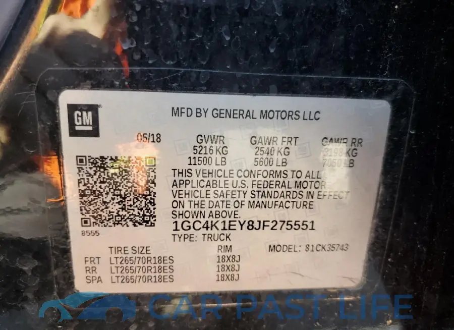 1GC4K1EY8JF275551# 12