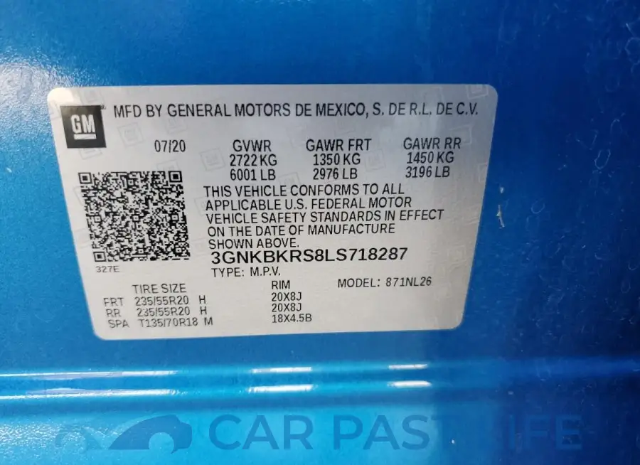 3GNKBKRS8LS718287# 13