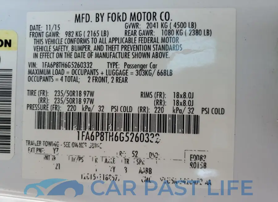 1FA6P8TH6G5260332# 13