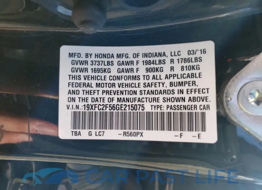 19XFC2F56GE215075# 12