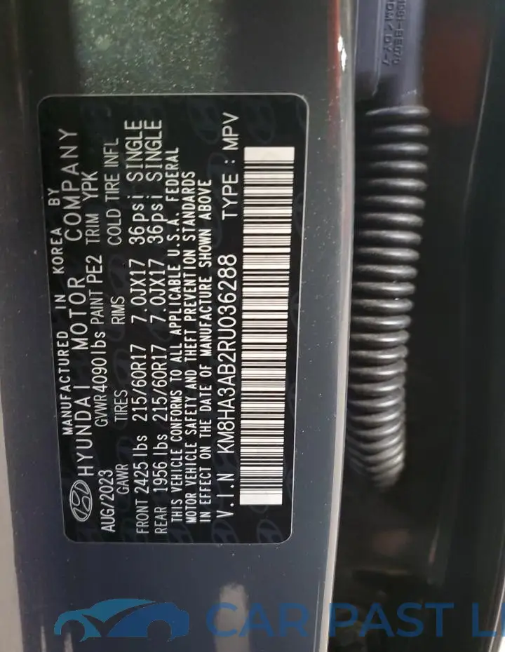 KM8HA3AB2RU036288# 14