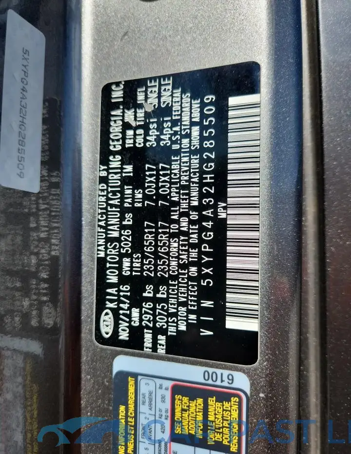 5XYPG4A32HG285509# 12