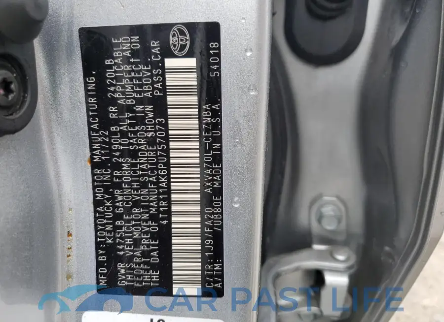 4T1R11AK6PU757073# 12