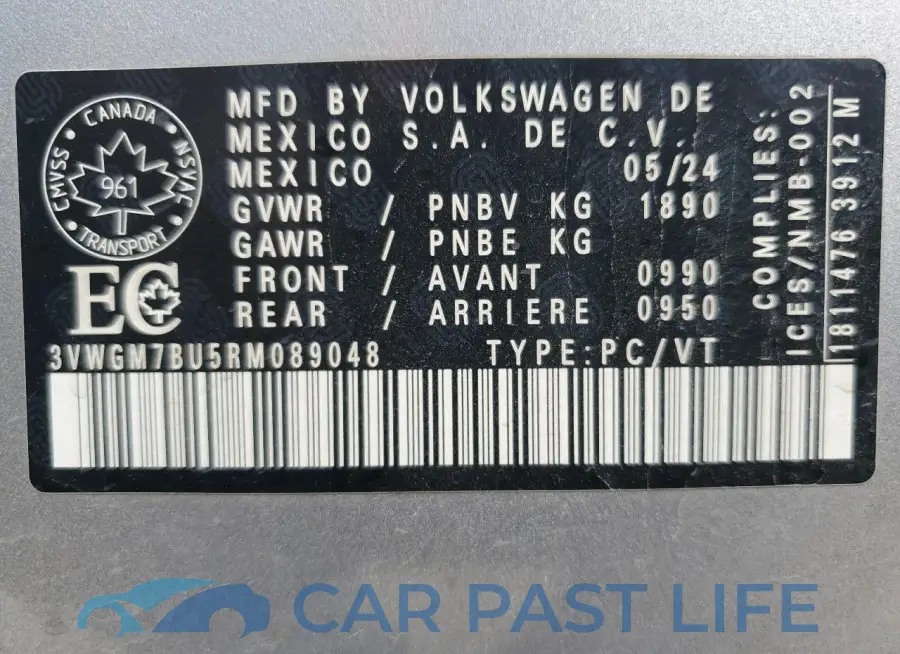 3VWGM7BU5RM089048# 12