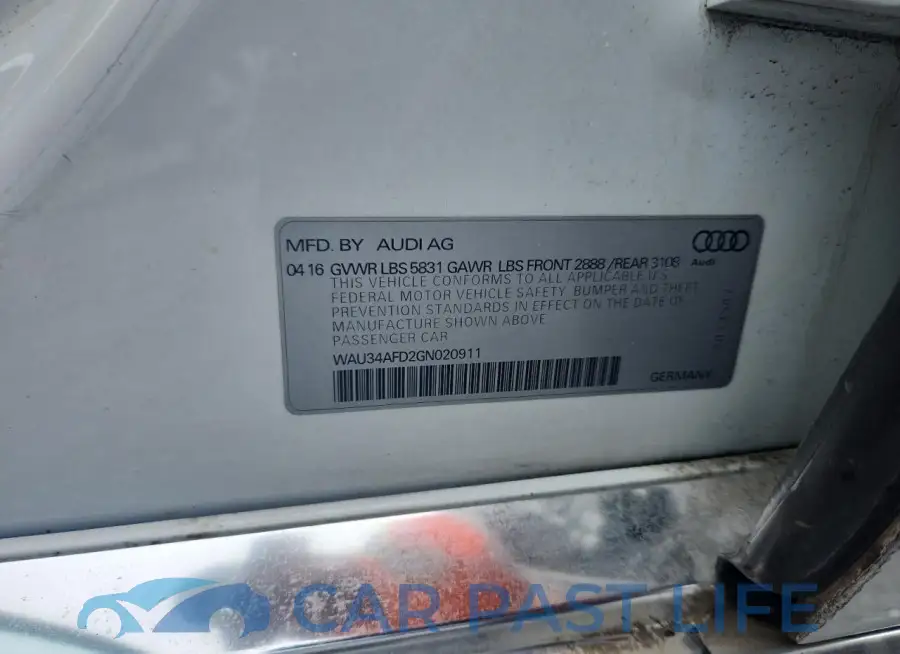 WAU34AFD2GN020911# 12