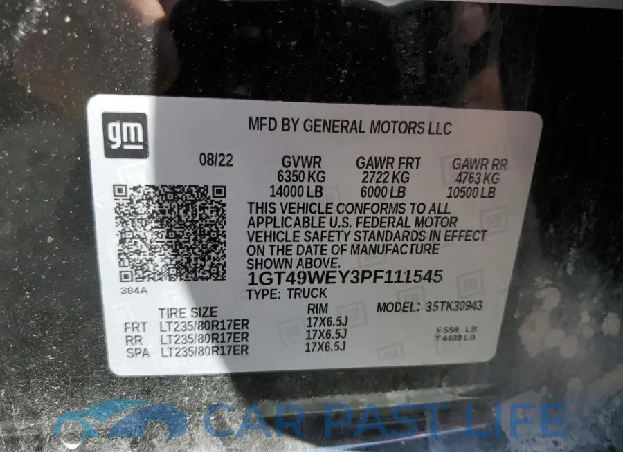 1GT49WEY3PF111545# 12