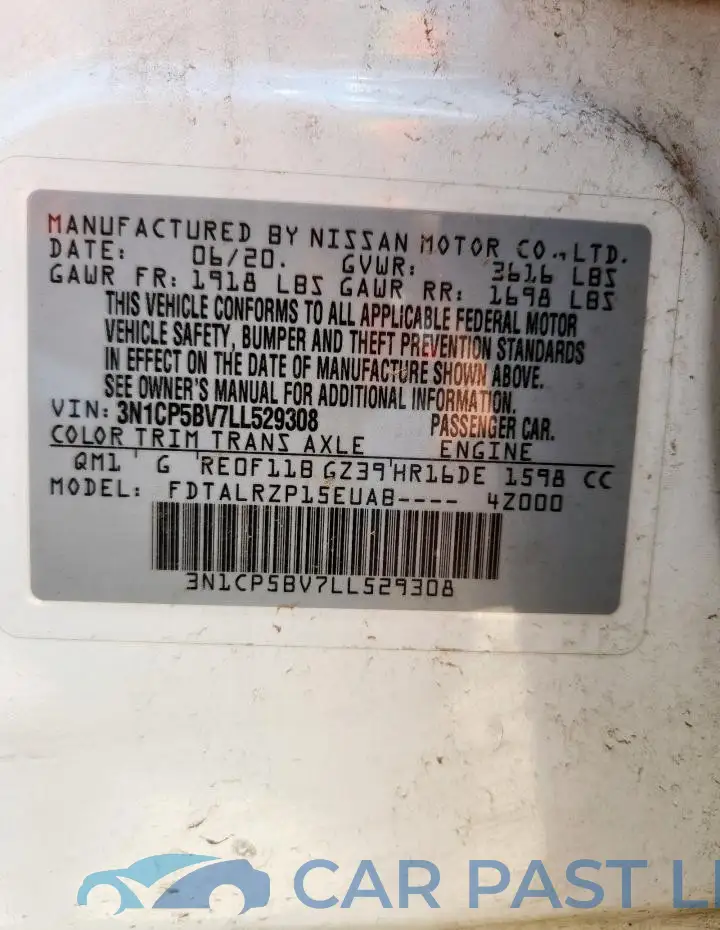 3N1CP5BV7LL529308# 13