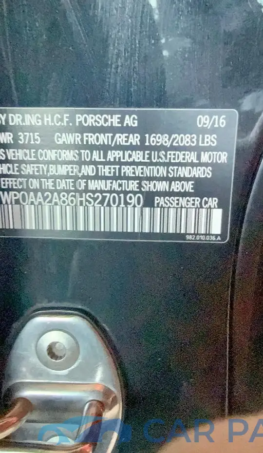 WP0AA2A86HS270190# 10