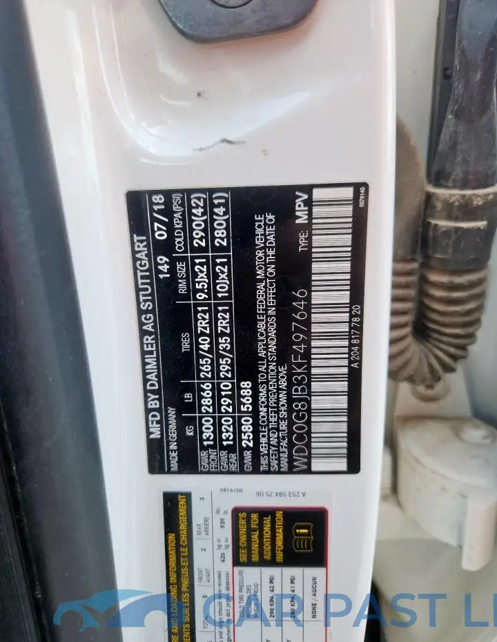 WDC0G8JB3KF497646# 13