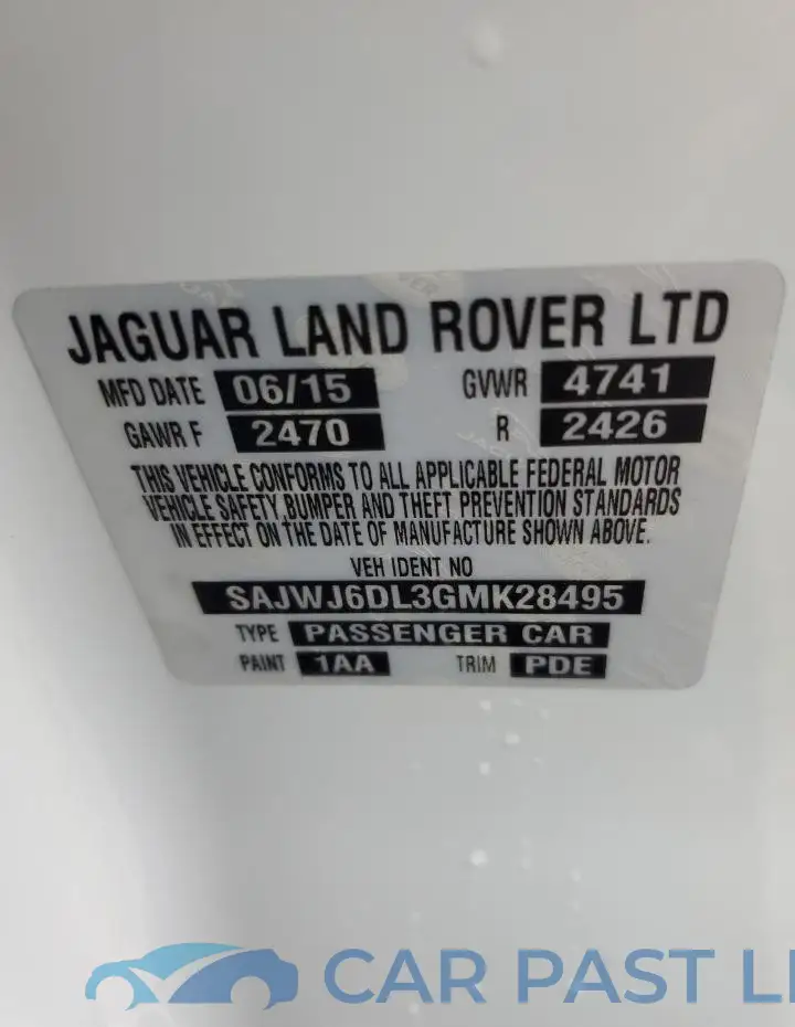 SAJWJ6DL3GMK28495# 12