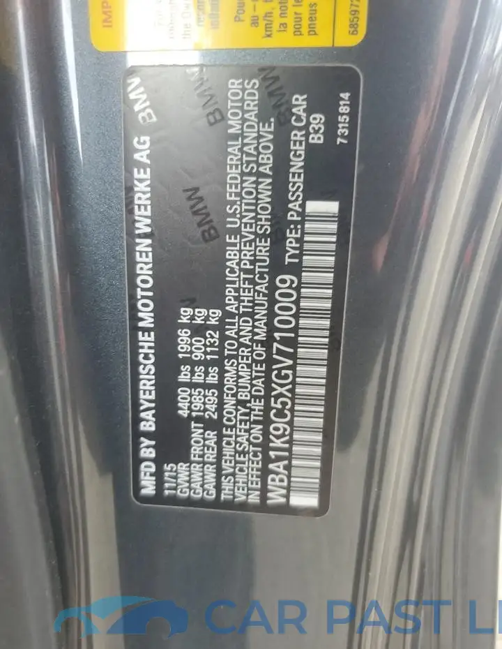 WBA1K9C5XGV710009# 12