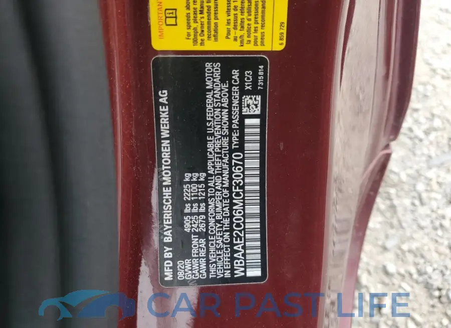 WBAAE2C06MCF30670# 12