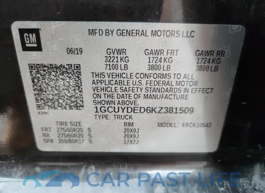 1GCUYDED6KZ381509# 12