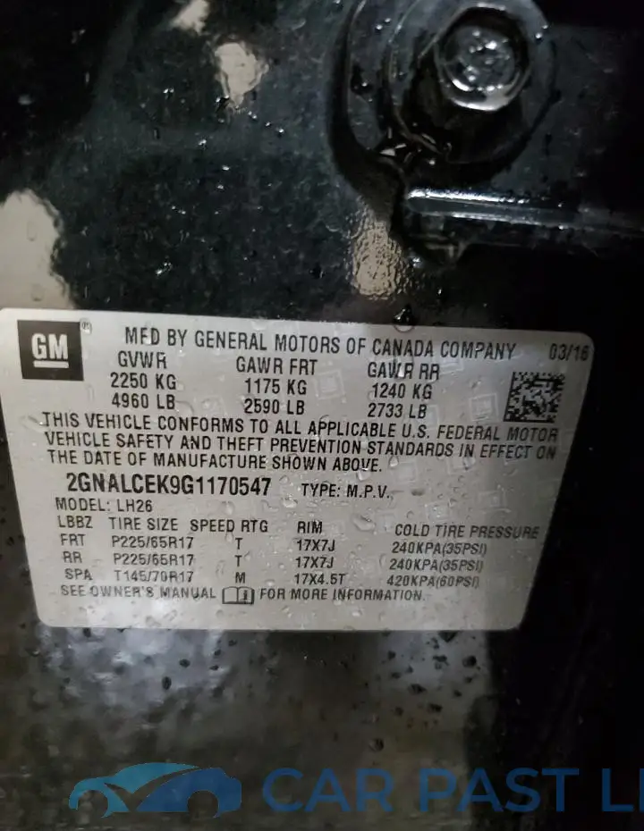 2GNALCEK9G1170547# 13