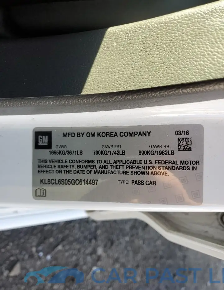KL8CL6S05GC614497# 12