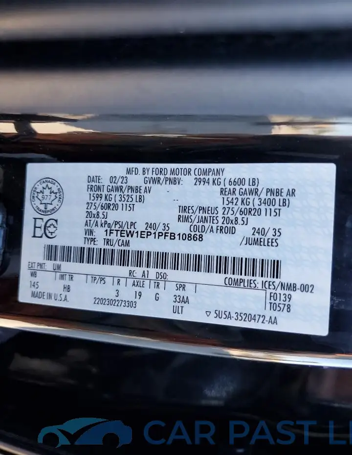 1FTEW1EP1PFB10868# 12