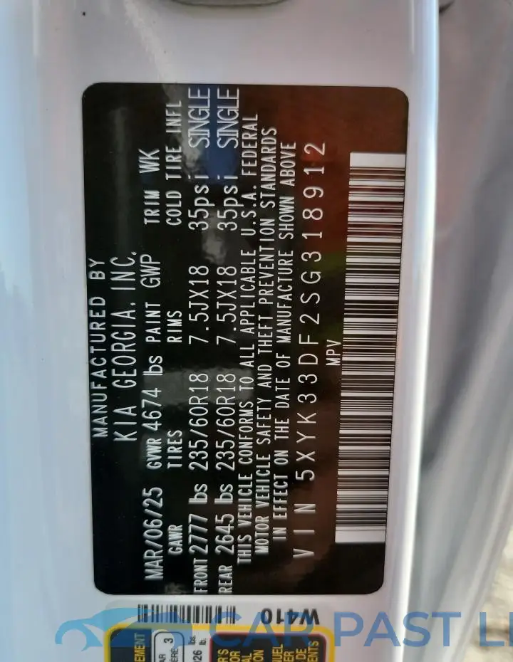 5XYK33DF2SG318912# 12