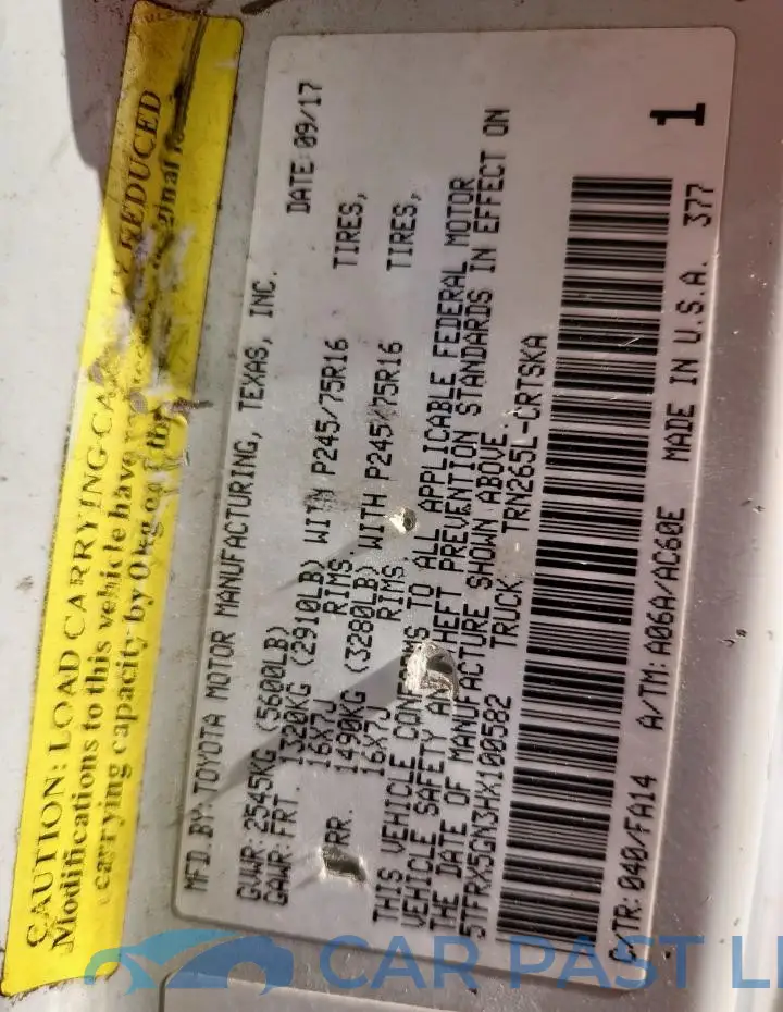 5TFRX5GN3HX100582# 13