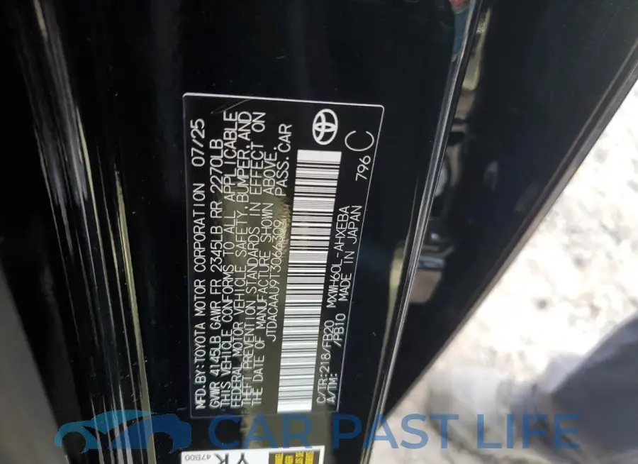 JTDACAAU9T3066309# 12
