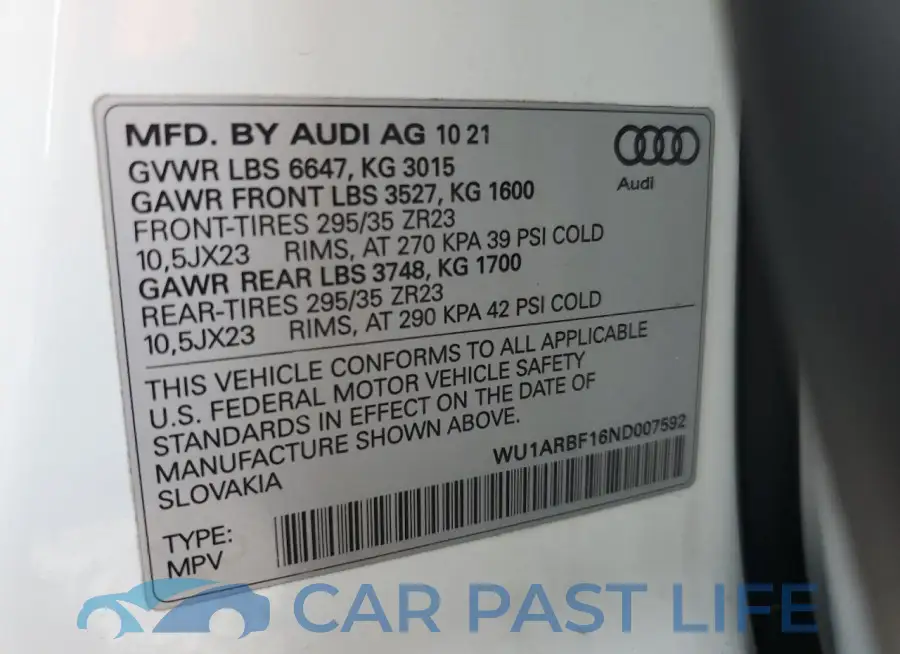 WU1ARBF16ND007592# 13