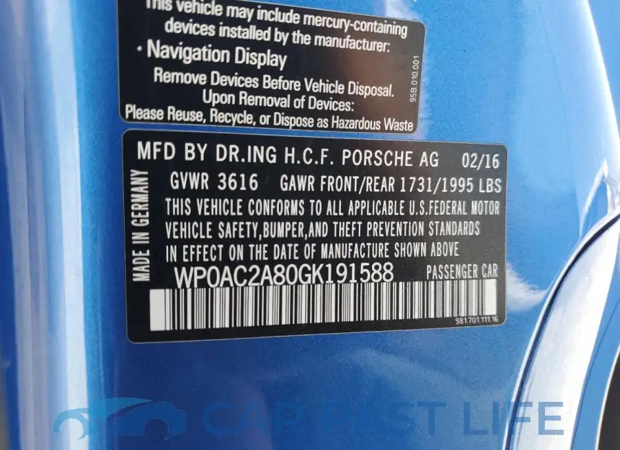 WP0AC2A80GK191588# 13