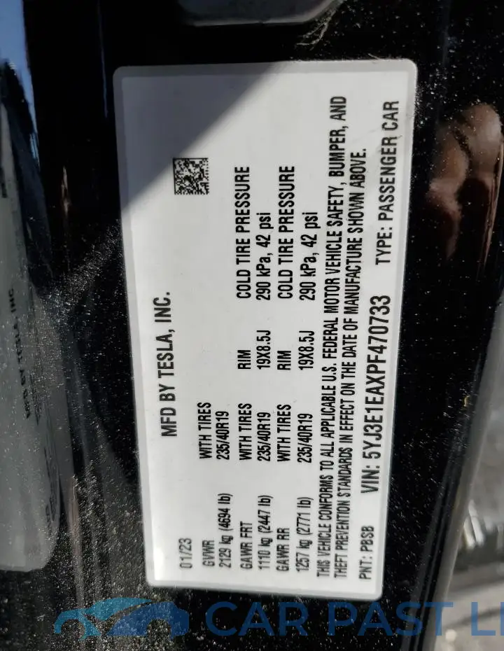 5YJ3E1EAXPF470733# 13