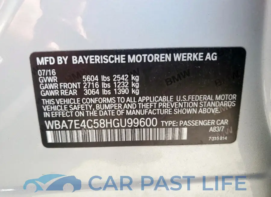 WBA7E4C58HGU99600# 12