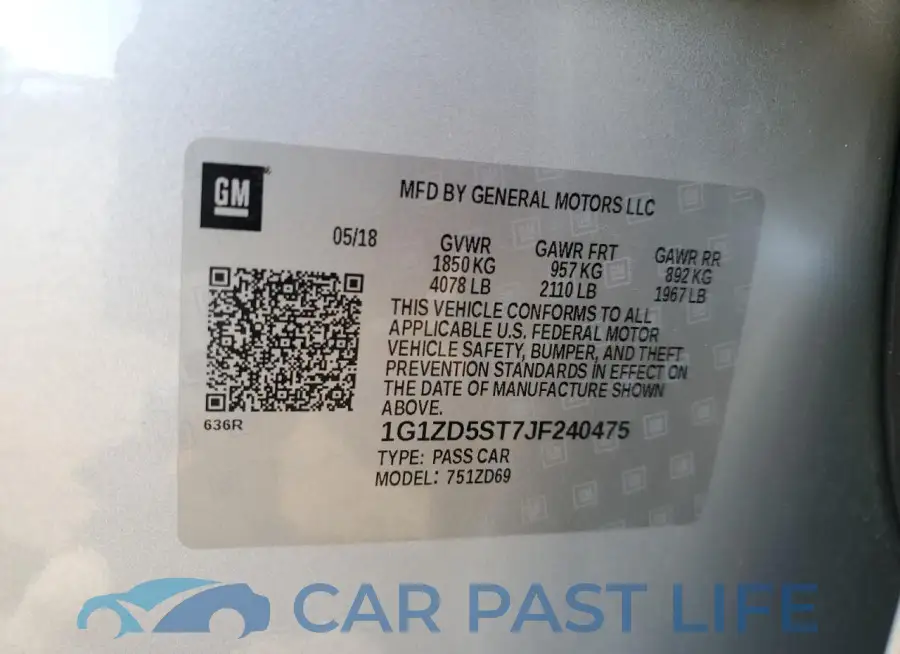 1G1ZD5ST7JF240475# 12
