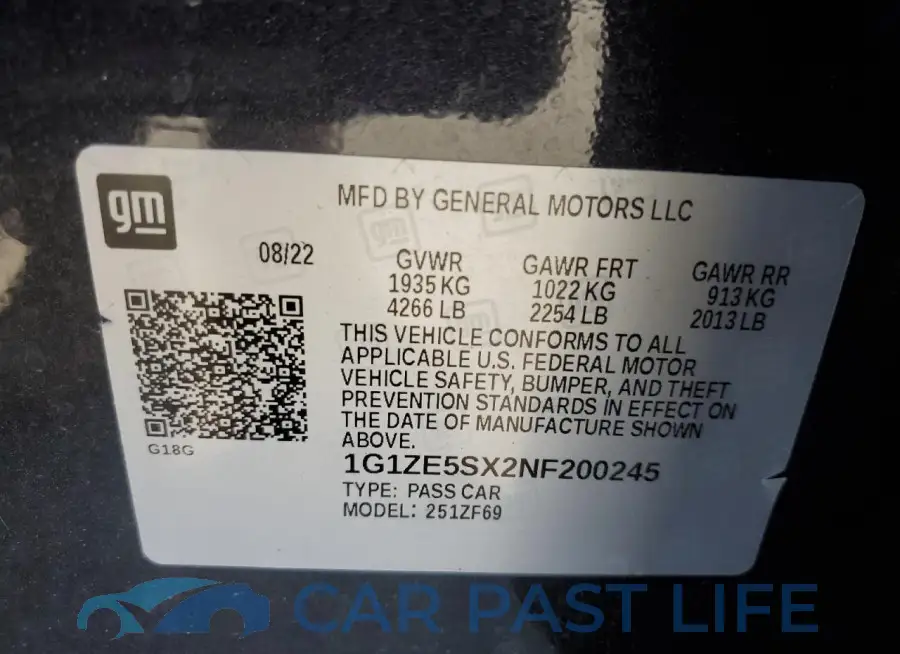1G1ZE5SX2NF200245# 12