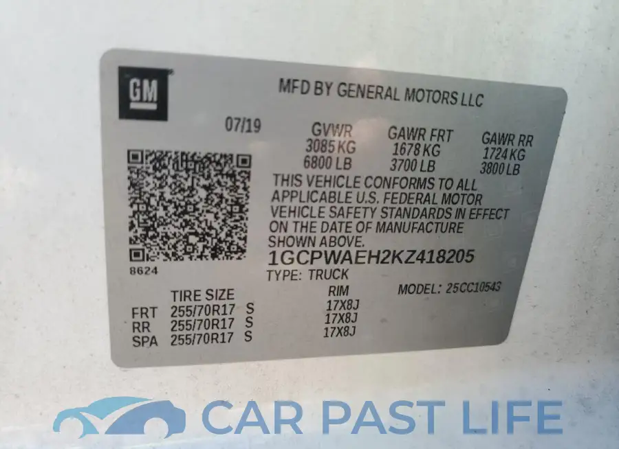 1GCPWAEH2KZ418205# 13