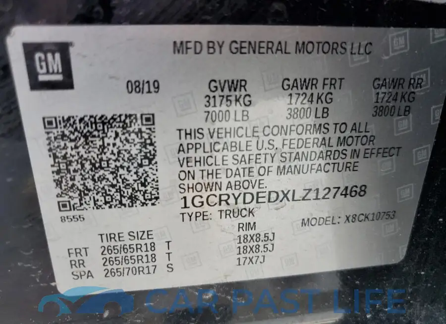 1GCRYDEDXLZ127468# 12
