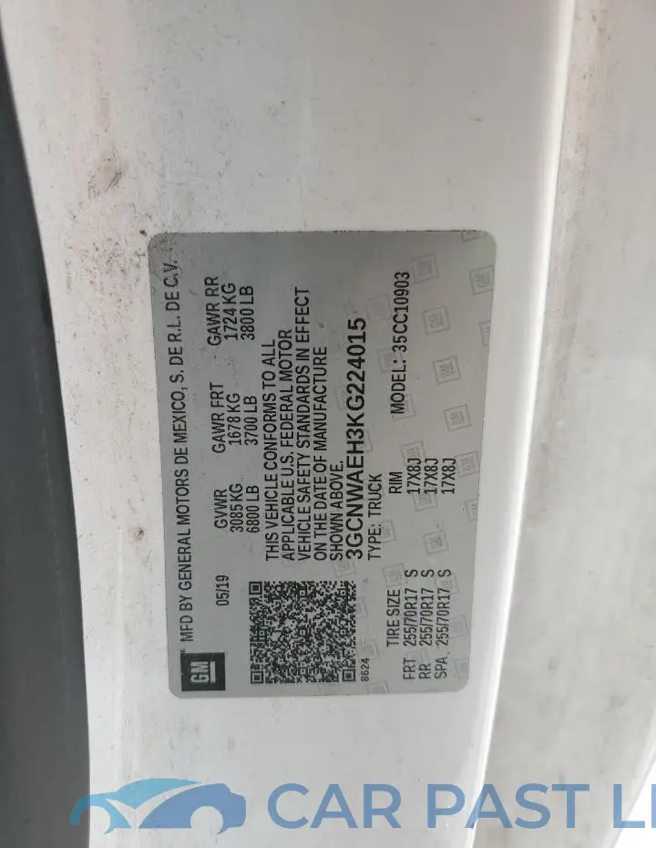 3GCNWAEH3KG224015# 12