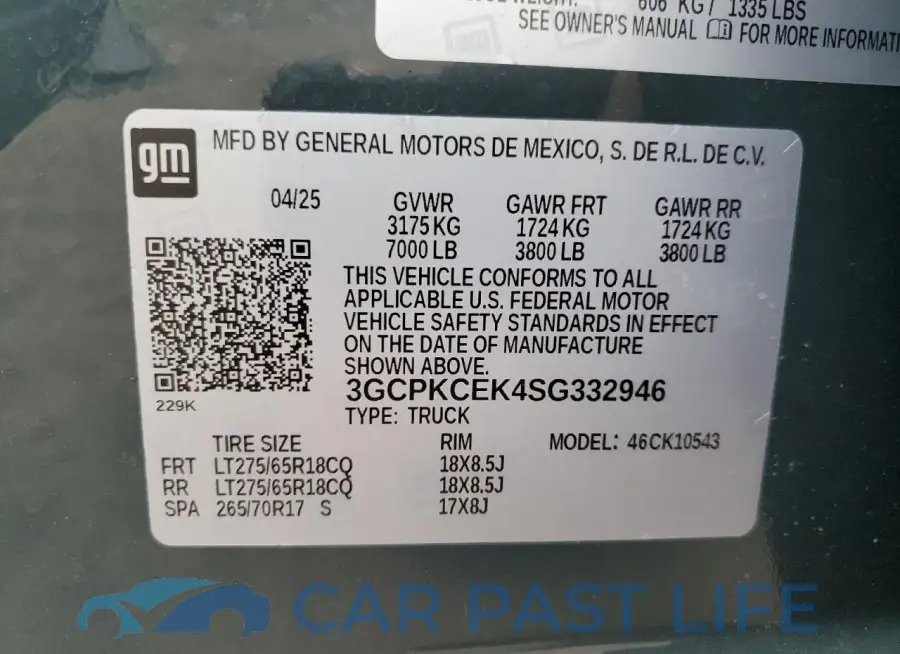 3GCPKCEK4SG332946# 12
