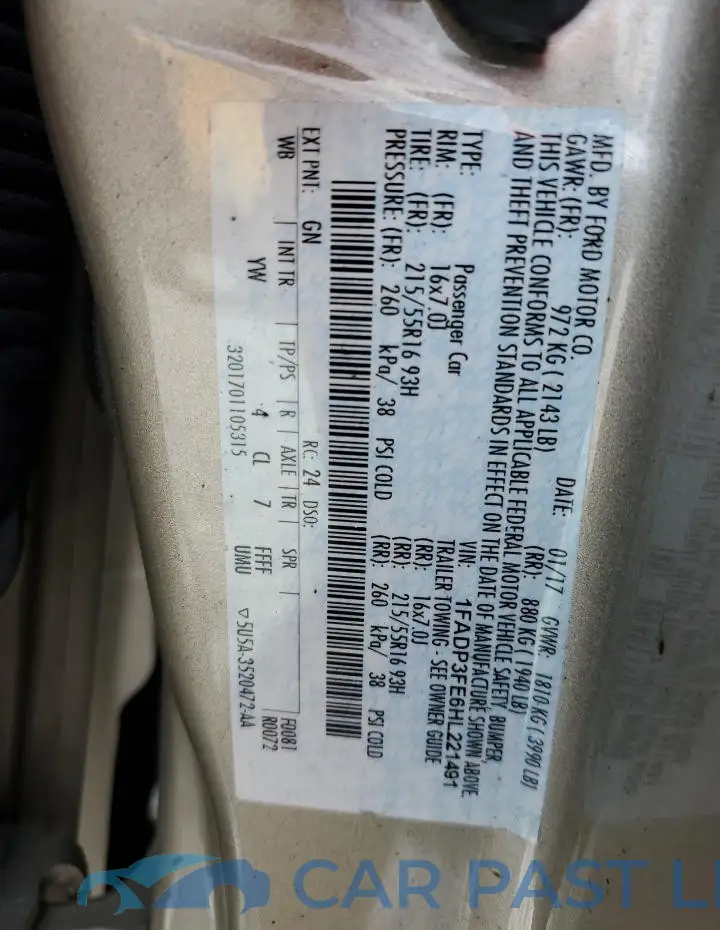 1FADP3FE6HL221491# 12