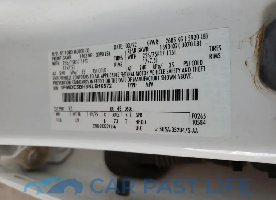 1FMDE5BH3NLB16572# 14