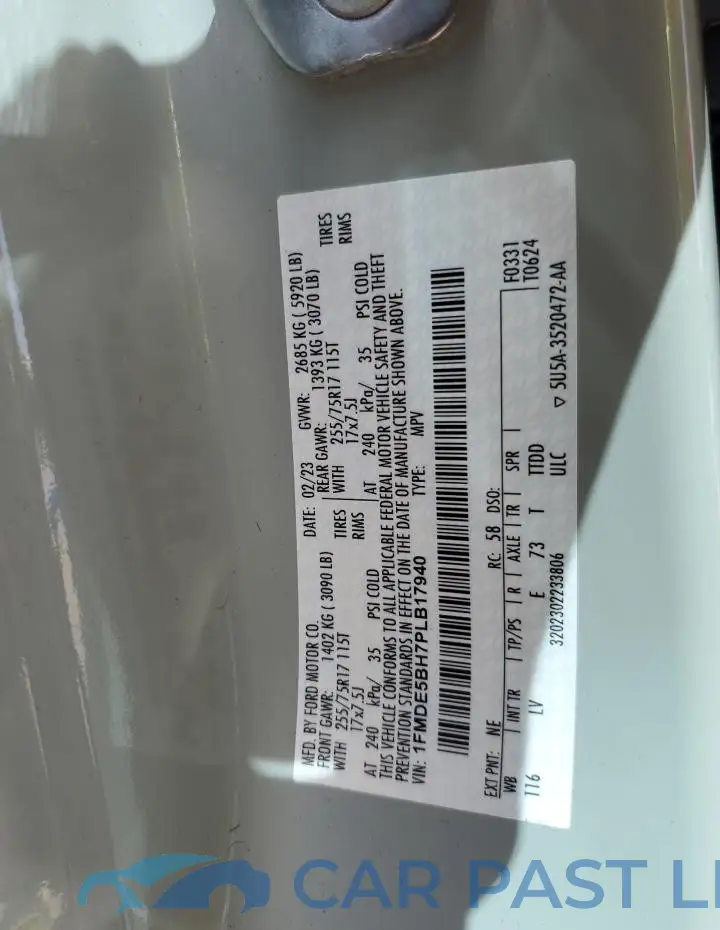 1FMDE5BH7PLB17940# 13