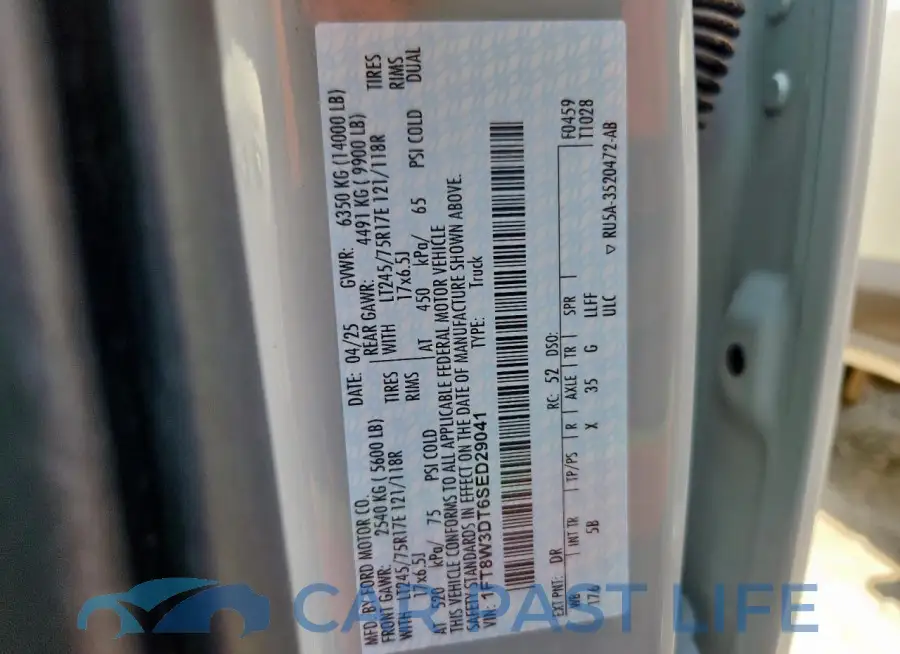 1FT8W3DT6SED29041# 12