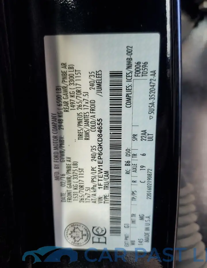 1FTEW1EP6GKD84655# 12