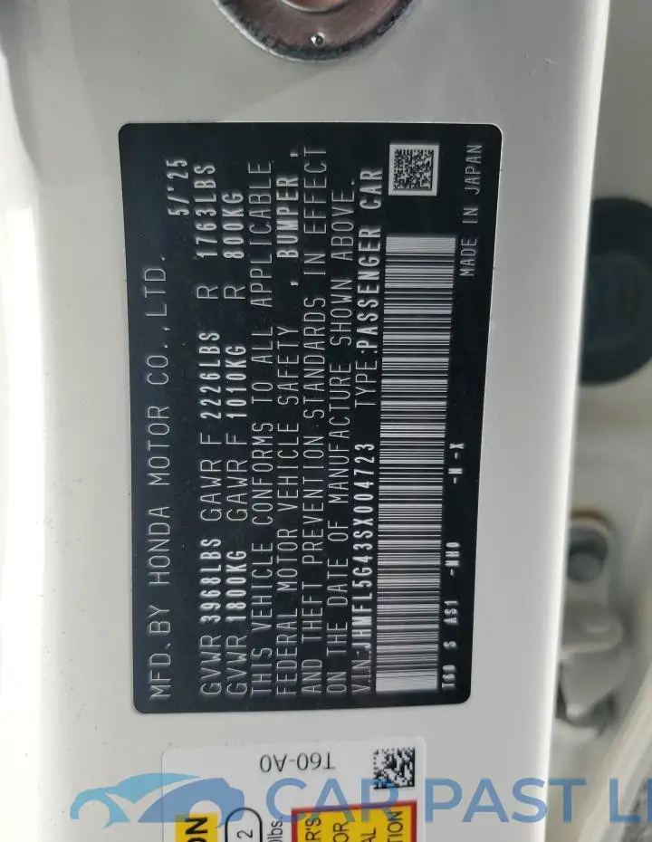 JHMFL5G43SX004723# 12