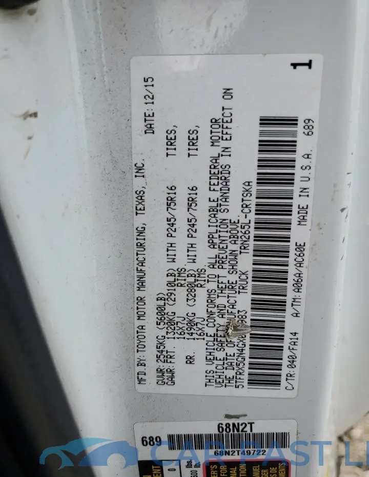 5TFRX5GN4GX057983# 12