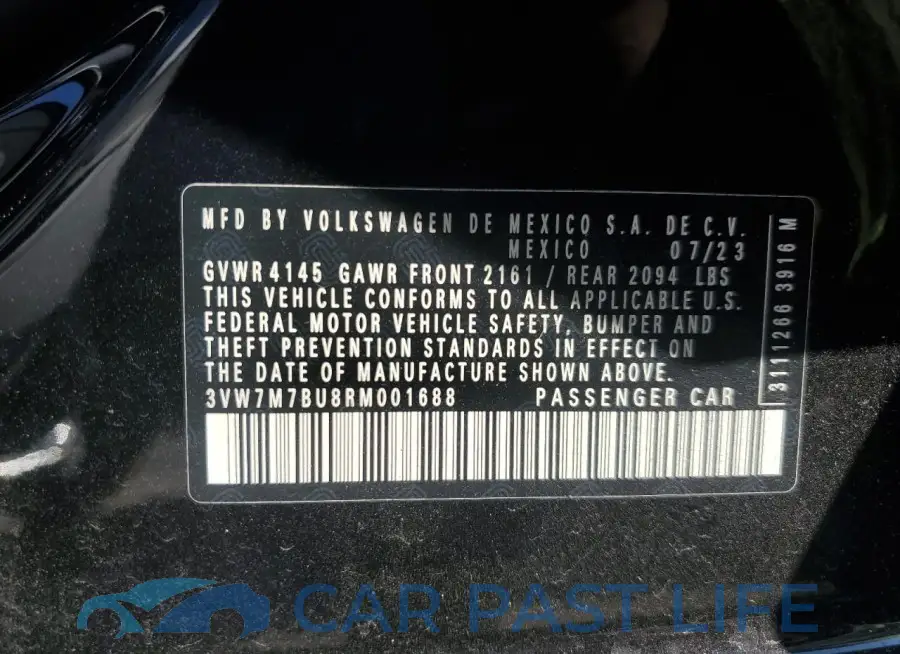 3VW7M7BU8RM001688# 12