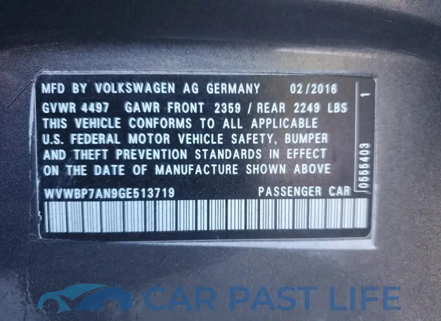 WVWBP7AN9GE513719# 13