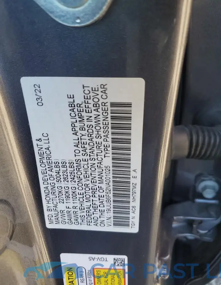 19UUB6F52NA001025# 12