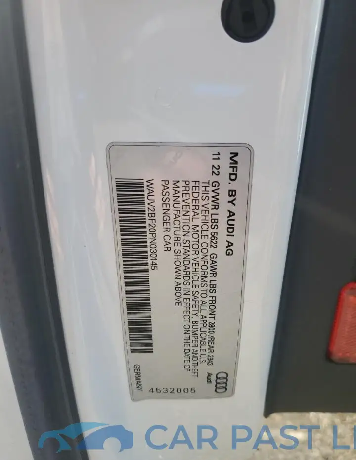 WAUV2BF20PN030145# 12