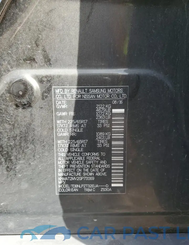 KNMAT2MV2GP731169# 13
