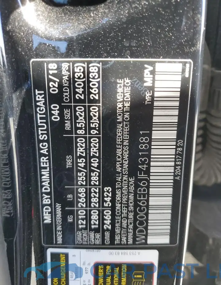 WDC0G6EB6JF431881# 13