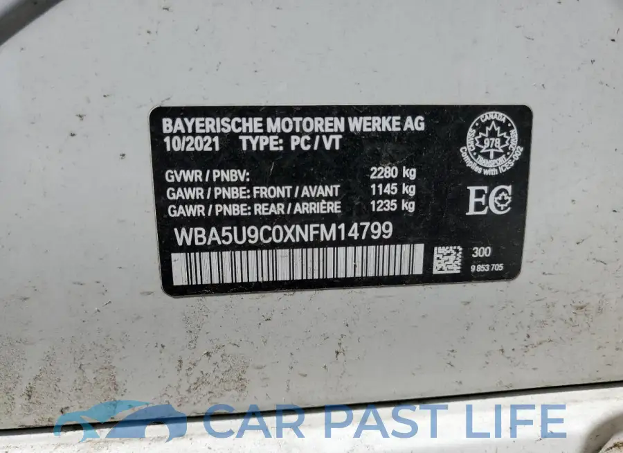 WBA5U9C0XNFM14799# 12