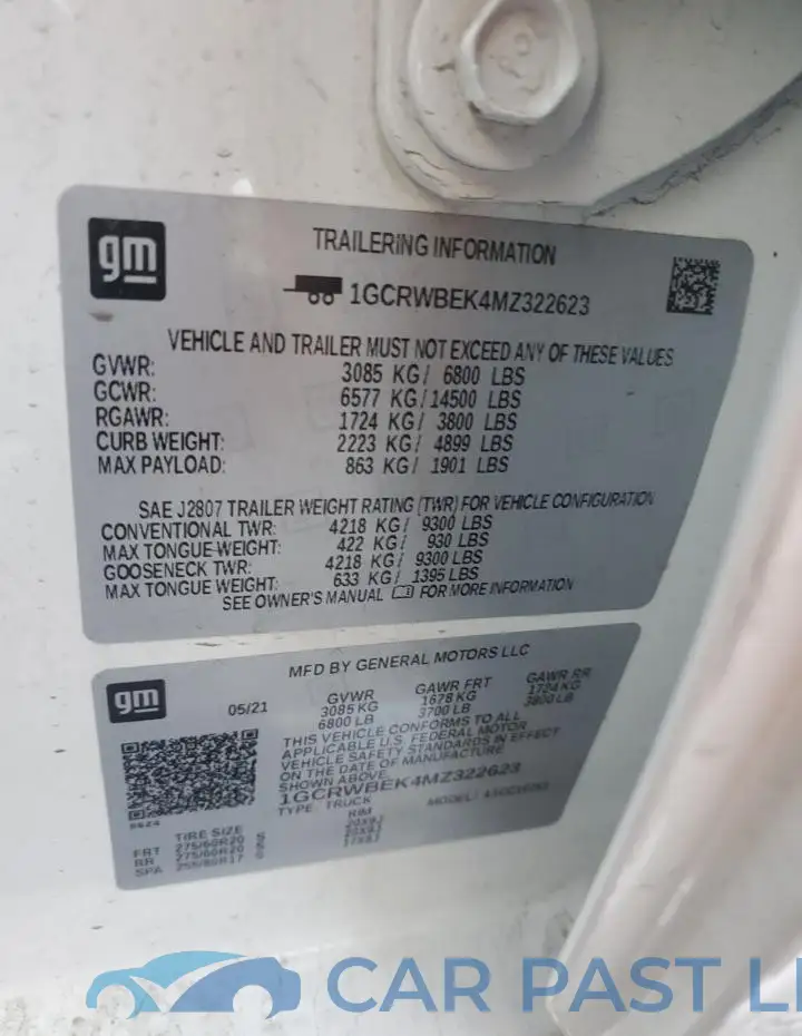 1GCRWBEK4MZ322623# 12